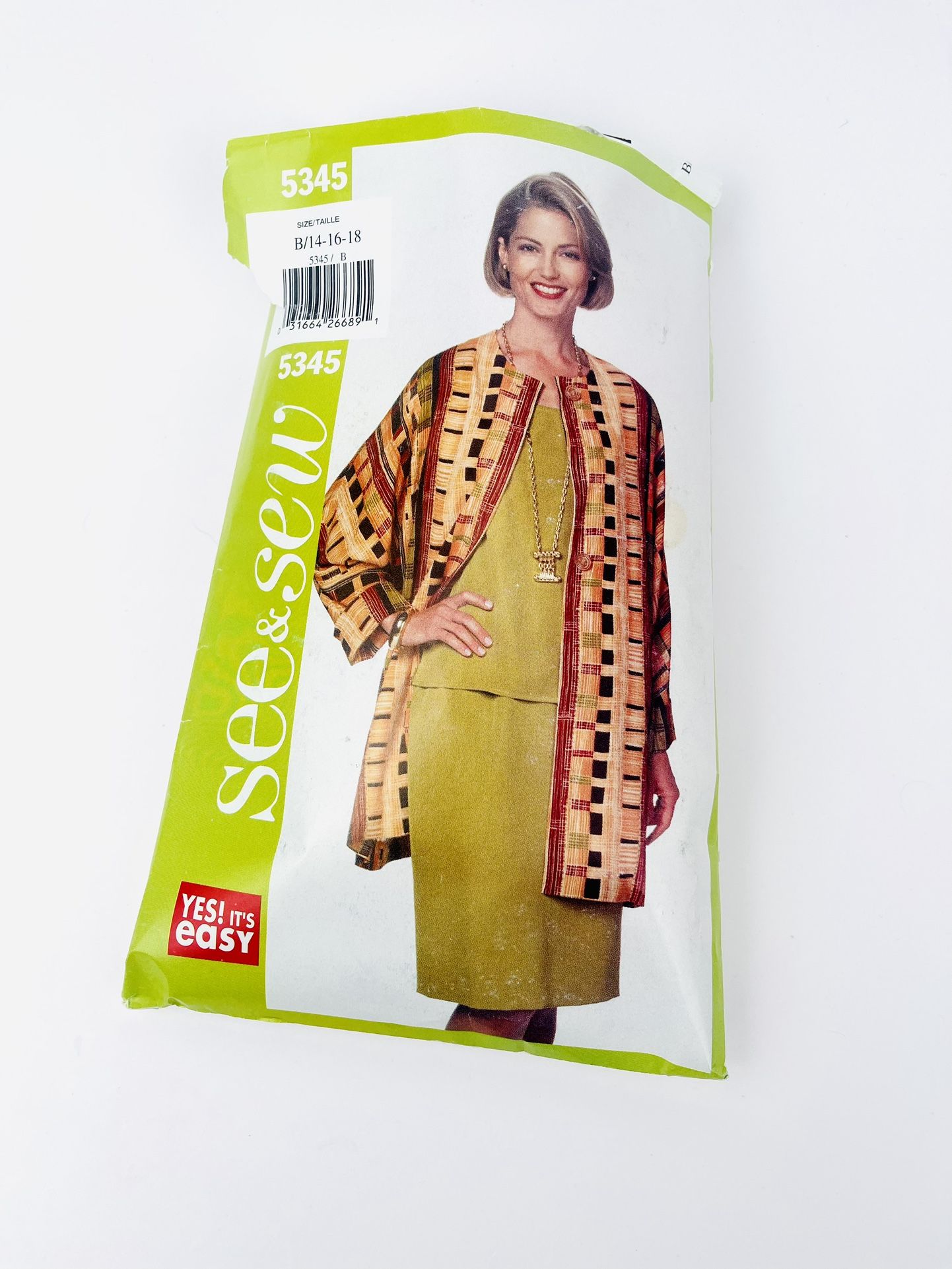 5345 See & Sew Sewing Pattern UNCUT Sz Misses 8-12 long jacket top skirt 90s VTG