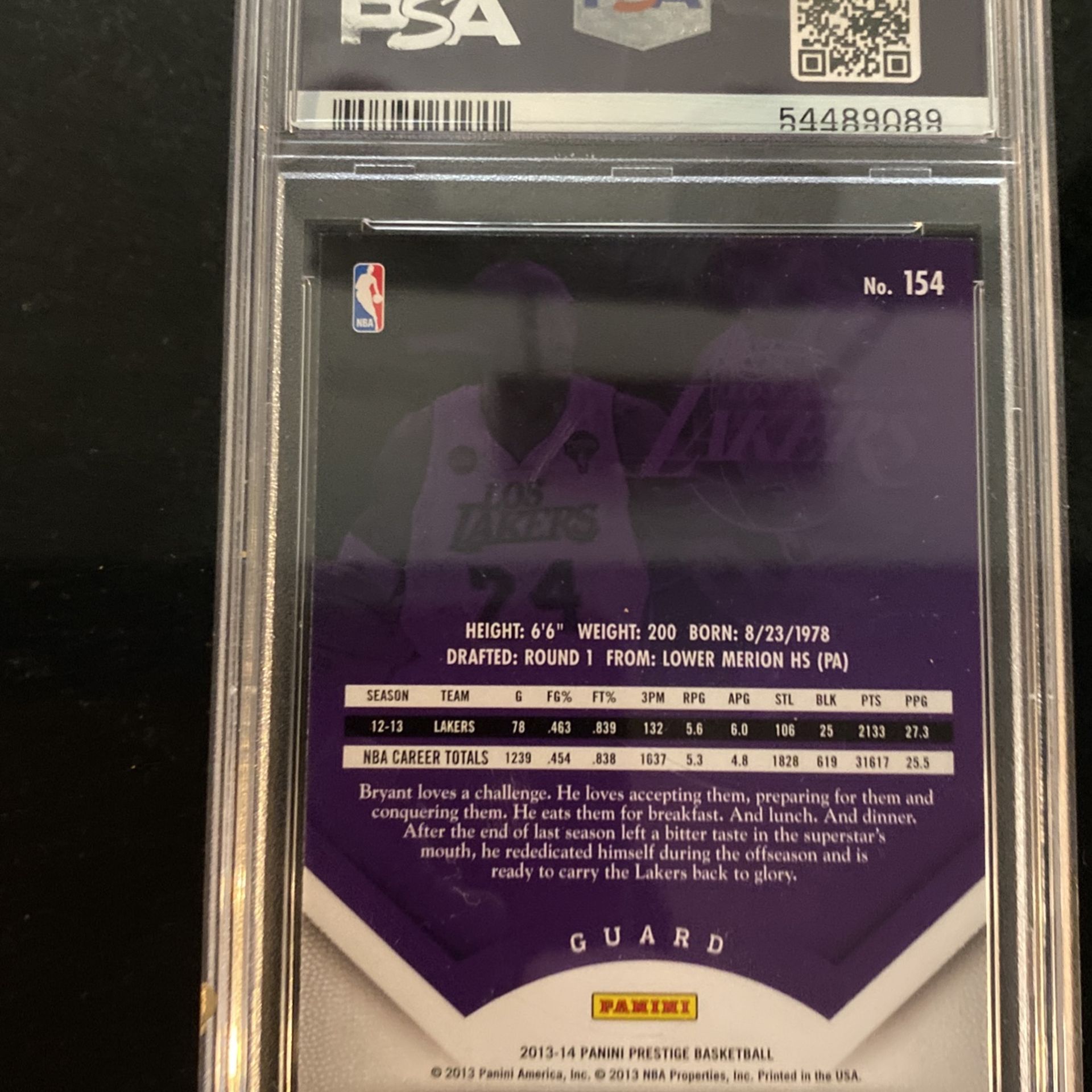  Kobe Bryant 2012 2013 Panini Prestige Basketball