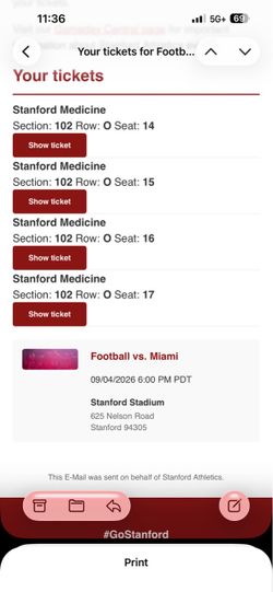 Stanford vs Miami football
