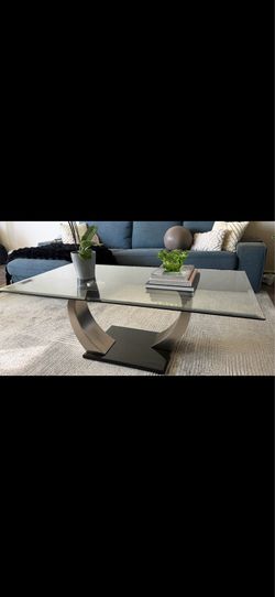 Contemporary Style Glass and Chrome Coffee Table