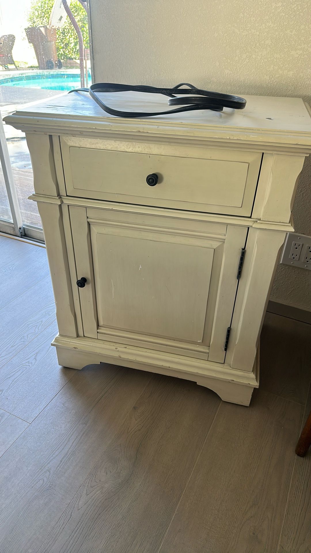 Door Nightstand With Extended Try And A Power Supply