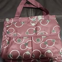 Nylon tote brown with circle print new