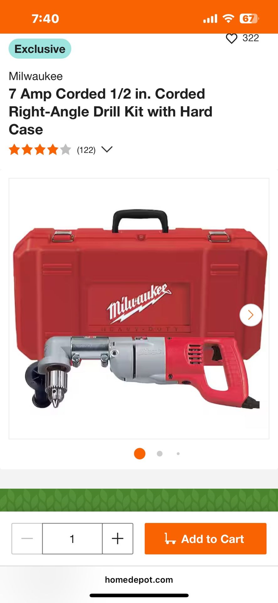 Milwaukee Angle Drill