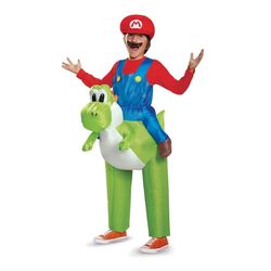 Super Mario Bros. Mario Riding Yoshi Inflatable Costume, Officially Licensed Super Mario Bros Costum
