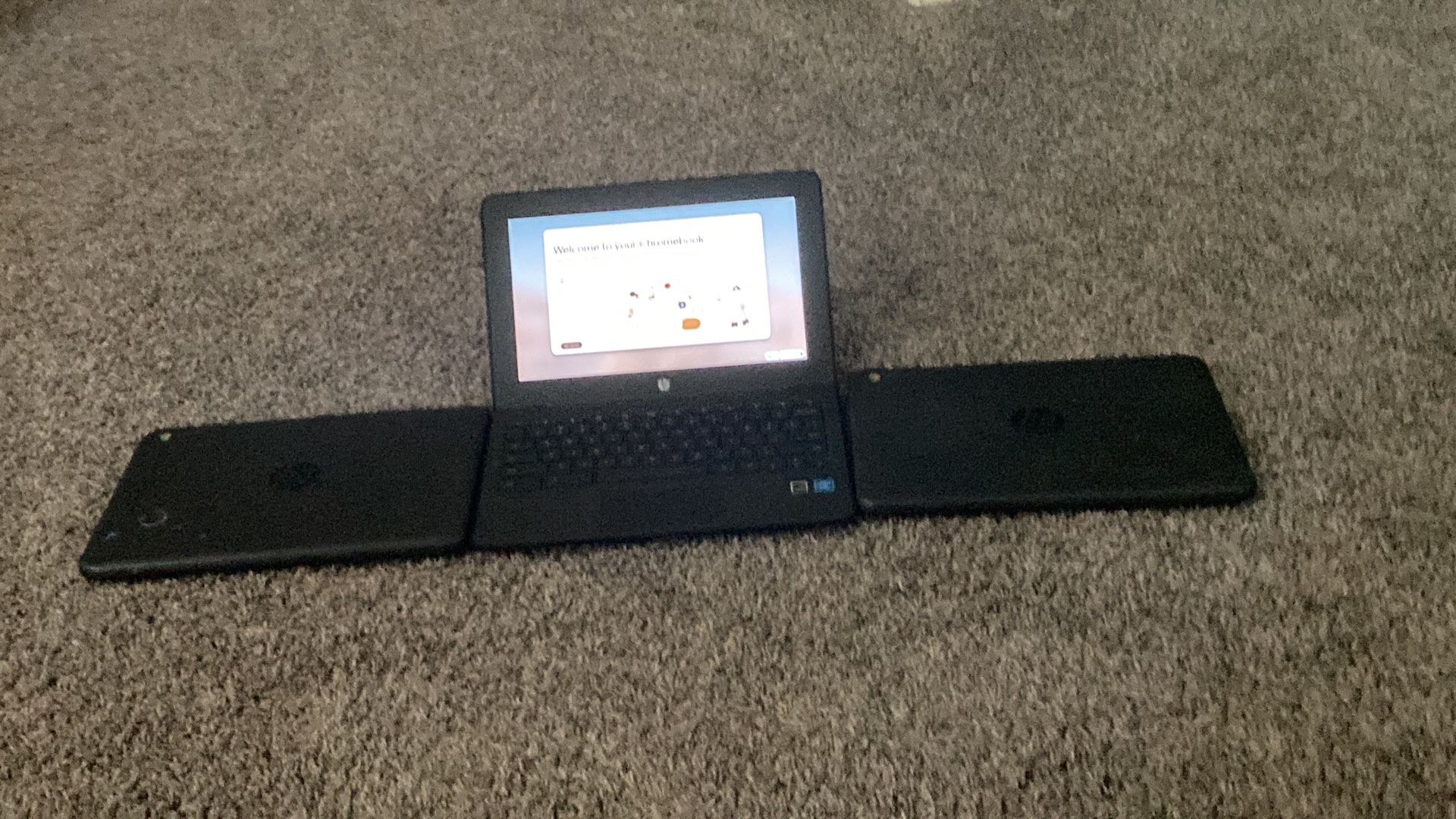 3 Hp Chromebooks (no charger)