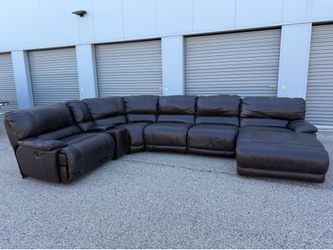 Dark Brown Real Leather Reclining Sectional - 🚚 FREE CURBSIDE DELIVERY INCLUDED