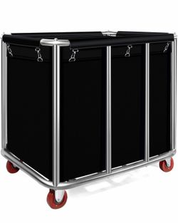 Commercial laundry cart with wheels
