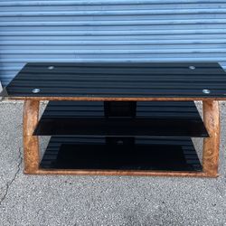 Glass Top Metal TV Stand - Used 