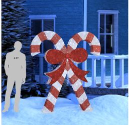 NEW! Outdoor Christmas Decoration Candy Canes 84” LED Lit Free Standing Twinkling Lights Outdoor Yard Decor