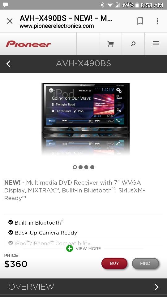 Pioneer avh-490bs