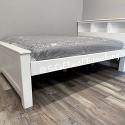 White Full Bed With Mattress 