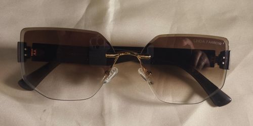 Linda Farrow WL2523S Rimless Oversized Sunglasses Brown Gradient Made in Italy
