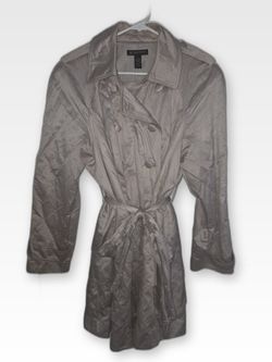 INC International Concepts Taupe Metallic Belted Trench Coat Womens 1X