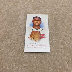 Super Short Print Mini CC Sabathia Card- Yankees & Indians