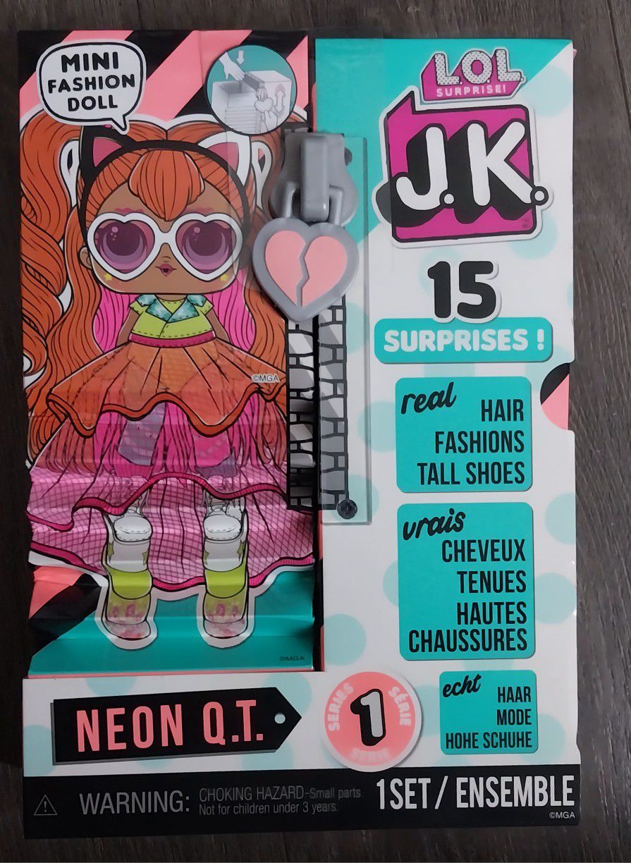 New LOL Surprise JK Neon Q.T. Mini Fashion Doll with 15 Surprises QT