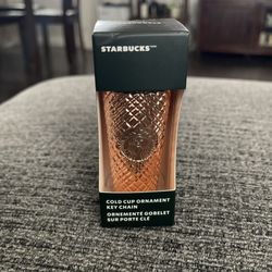 Starbucks Ornament Key Chain 2023 Mini Cold Cup Studded Rose Gold   Box#24