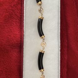 ❤️LIKE NEW 14K Gold Guaranteed Black Onix 7/8” Bracelets SALE $ 510 🍀