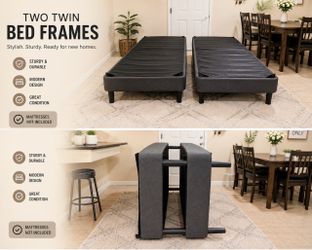 Two Dark Grey Twin Bed Frames