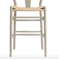 Hansel Wooden Natural Weave Counter Stool, Light Taupe Color Frame- 1 SET OF 2