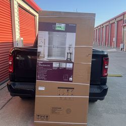 60 in. W x 76 in. H Sliding Frameless Shower Door in Chrome Finish with Clear Glass