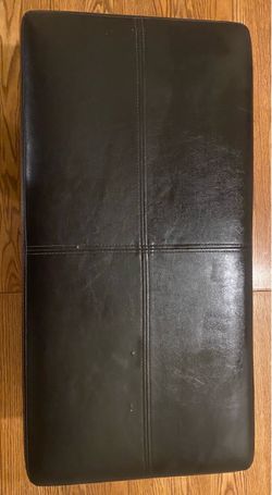 Dark Brown Leather Ottoman