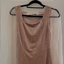 Allegra K Gold Star Long Sleeve Dress