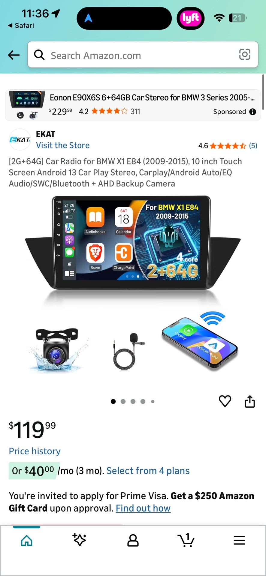 [2G+64G] Car Radio for BMW X1 E84 (2009-2015), 10 inch Touch Screen Android 13 Car Play Stereo, Carplay/Android Auto/EQ Audio/SWC/Bluetooth + AHD Back
