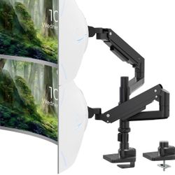 PUTORSEN 17-49 inch Premium Aluminum Heavy Duty Dual Monitor Arm for Ultrawide Screens up to 44lbs, Vertical Stacked Dual Monitor Desk Mount,