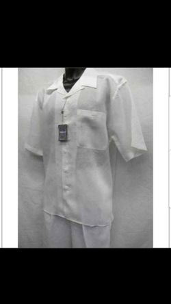 New Big and Tall White Linen Suit