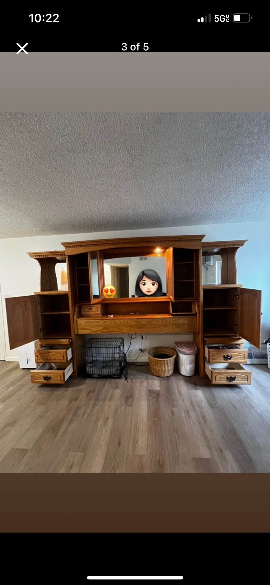 Queen Size Headboard/ Entertainment Center