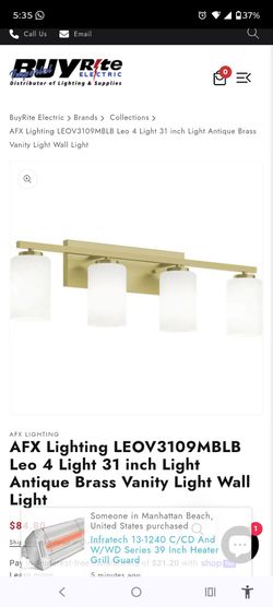 31" 4-Light Gold Vanity Light with Milky Glass Shades