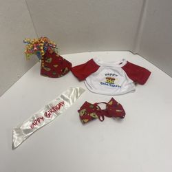 Build A Bear Workshop Happy Birthday Set Shirt, Hat, Bow Tie & Sash