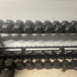 Titan Fitness 55-100lbs Dumbbells With rack