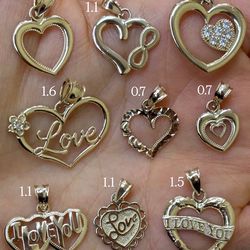 10k gold heart shaped pendants