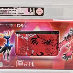 New Nintendo 3DS XL Pokemon X and Y Red Handheld Game Console System Graded 85