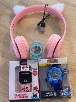 Kids Watches and Cat Ear Headphones Bundle