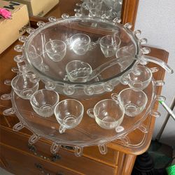 1950’s Style Full Glass Punch Bowl 