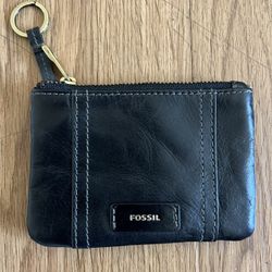 FOSSIL LEATHER ZIP CARD CASE COUN PURSE WALLET