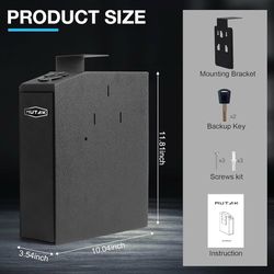 Gun Safe for Handgun, Slider Biometric Pistol Safe, 4 Ways Quick Access with APP/Fingerprint/PIN Code/KEY, Single GunSafe for Nightstand Bedside Home,