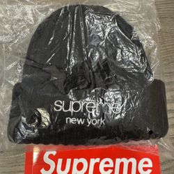 Supreme Chunky Rib Classic Logo Beanie Black FW25 ~ NEW, SEALED