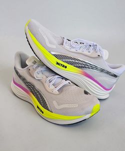 Puma Velocity Nitro 3- White Pure Magenta Road Running Shoes (M10/W11.5)