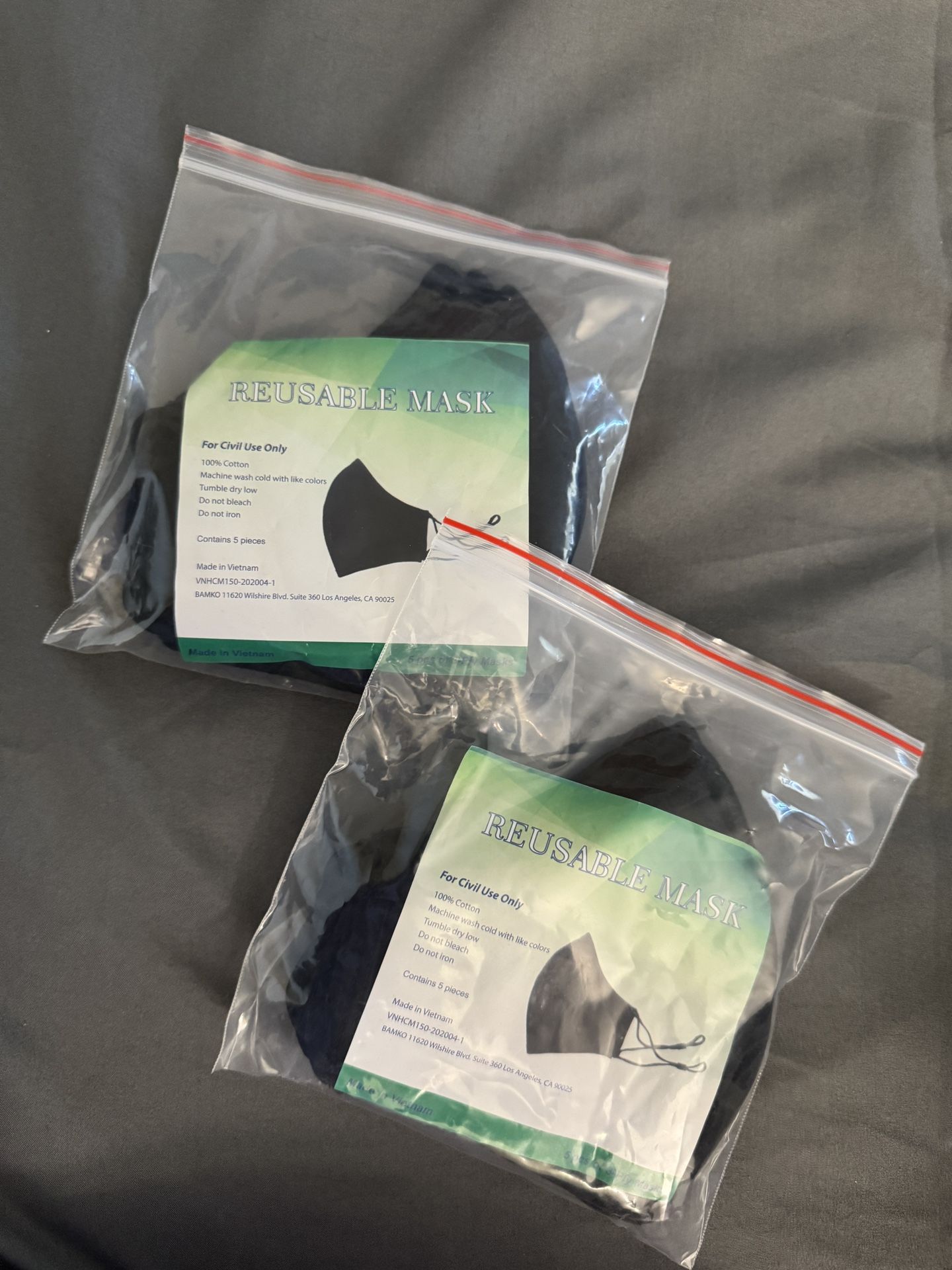 Reusable Cotton Face Masks (Pack of 5)