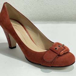 Giuseppe Zanotti Vicini ~ Red Suede Round Toe Thick Heel Pump ~ Size 38 / 7.5