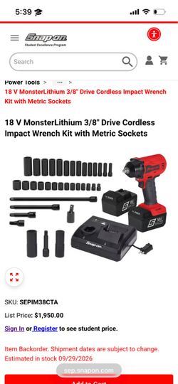 18 V MonsterLithium 3/8" Drive Cordless Impact Wrench Kit with Metric Sockets