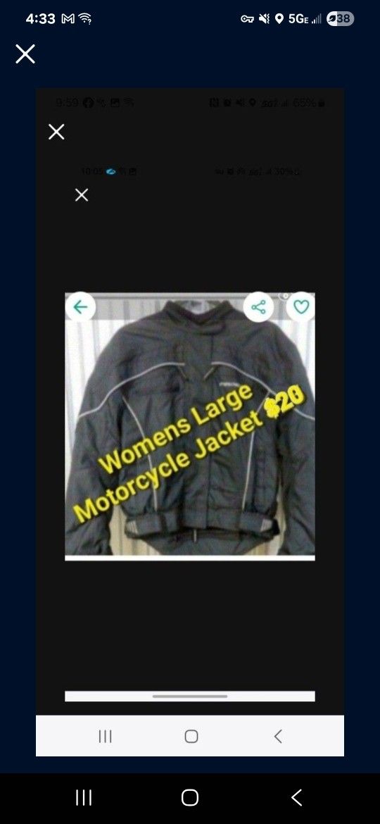 Women's Size large motorcycle jacket $20