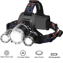 Headlamp Flashlight Rechargeable 20000 Lumen Ultra Bright Head Lamp Hard Hat Light Headlight Safety