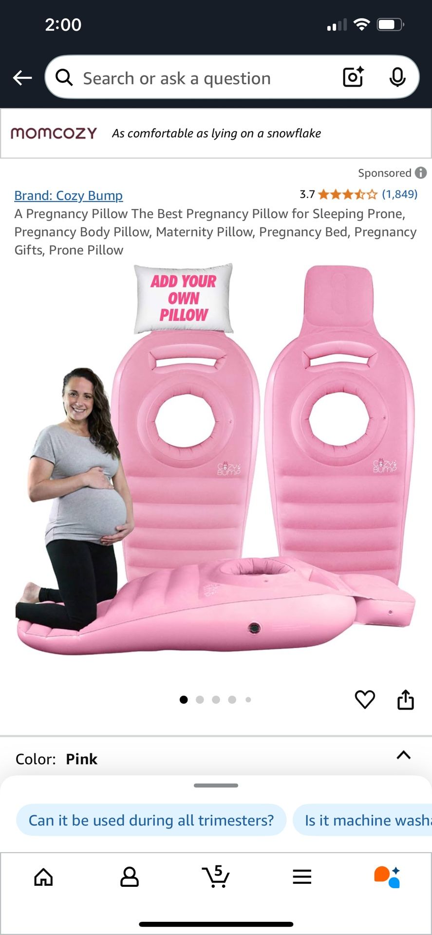 Inflatable pregnancy lounger