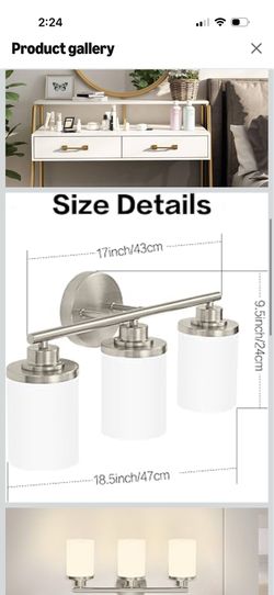 Brushed Nickel Bathroom Light Fixtures,3-Light Nickel Vanity Lights, Bathroom Lights Over Mirror,Modern Wall Sconces with Frosted Glass Shades for Bat