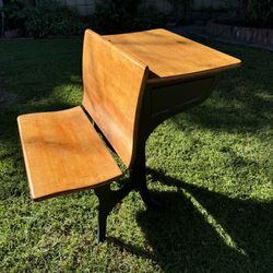 Vintage Children’s School Desk Chair Antique Wood