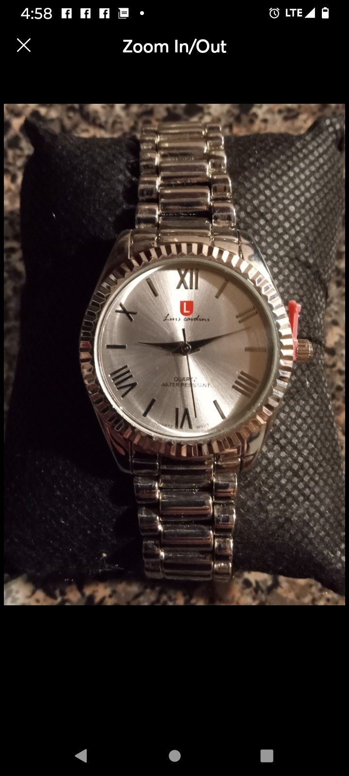 MENS WATCH/WATER RESISTANT/SILVER TONE